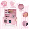 Kids Kitchen Playset Wooden Pretend Play Chef Toy w/ Microwave & Accessories - Afbeelding 4