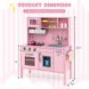 Kids Kitchen Playset Wooden Pretend Play Chef Toy w/ Microwave & Accessories - Afbeelding 2