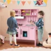 Kids Kitchen Playset Wooden Pretend Play Chef Toy w/ Microwave & Accessories - Afbeelding 3